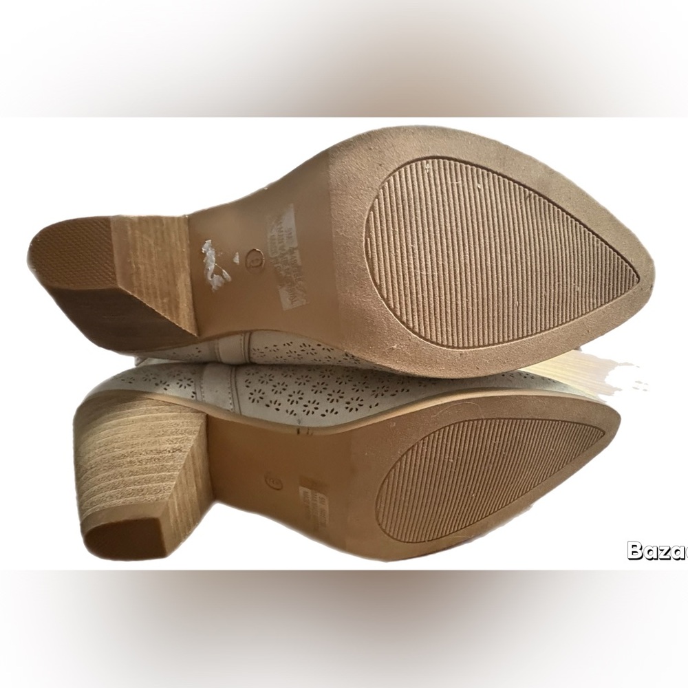 Cato Comfort Est Tan Ankle Boots with Perforated Design and Low Heel - Picture 3 of 9
